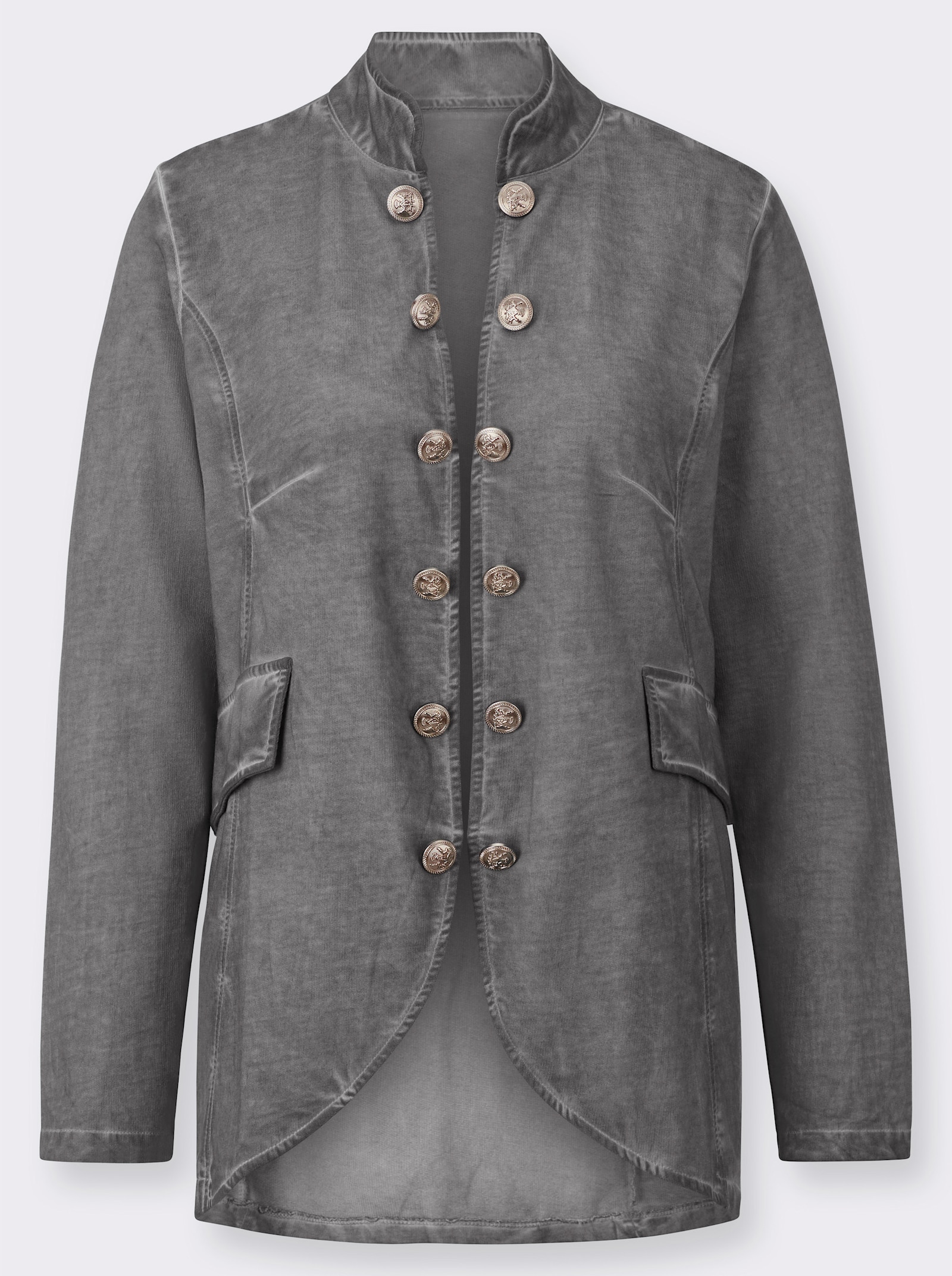 Sweatjacke in Oil-dyed-Optik - grau