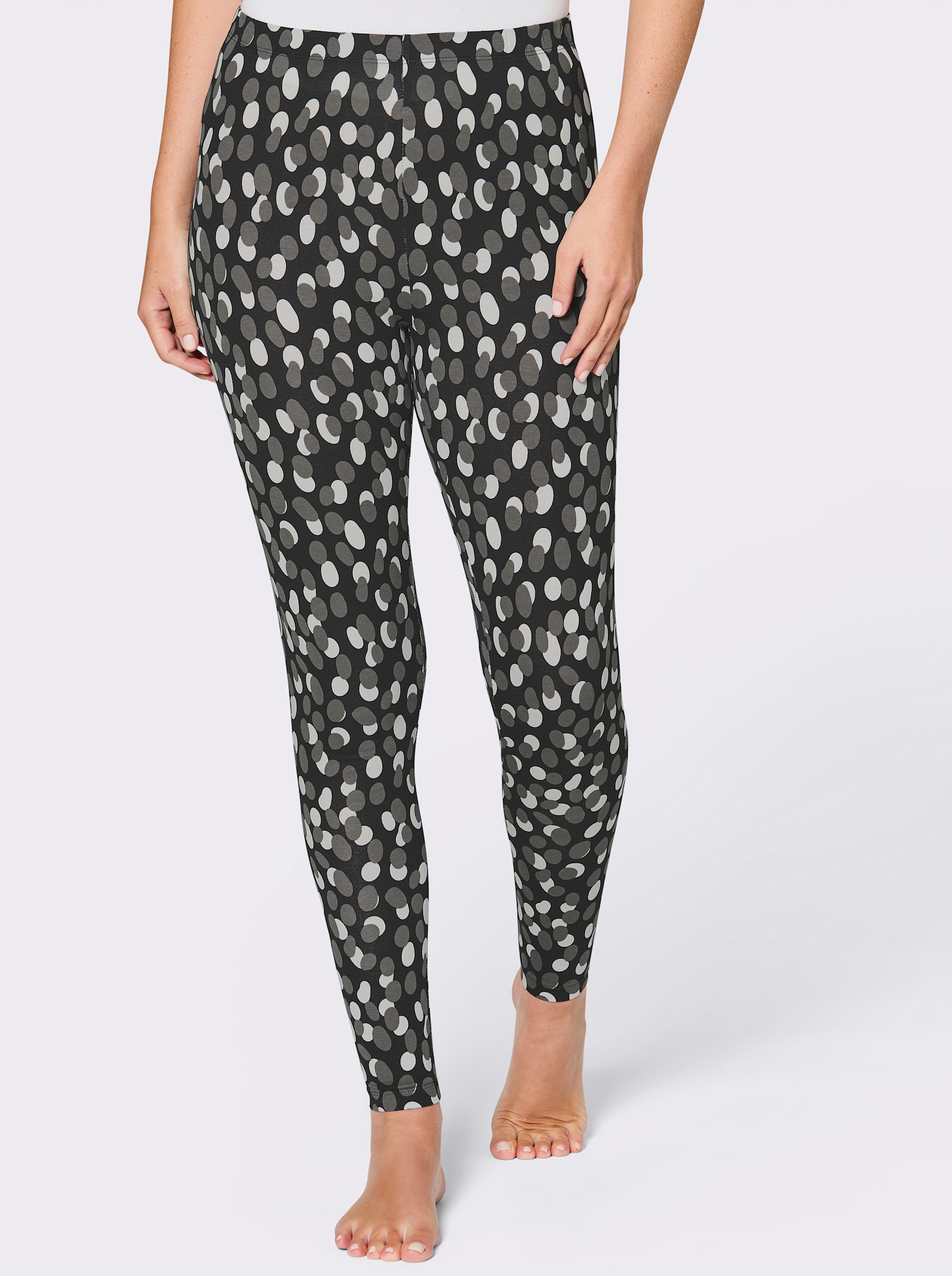 feel good Leggings mit Tupfenmuster - schwarz-anthrazit-bedruckt