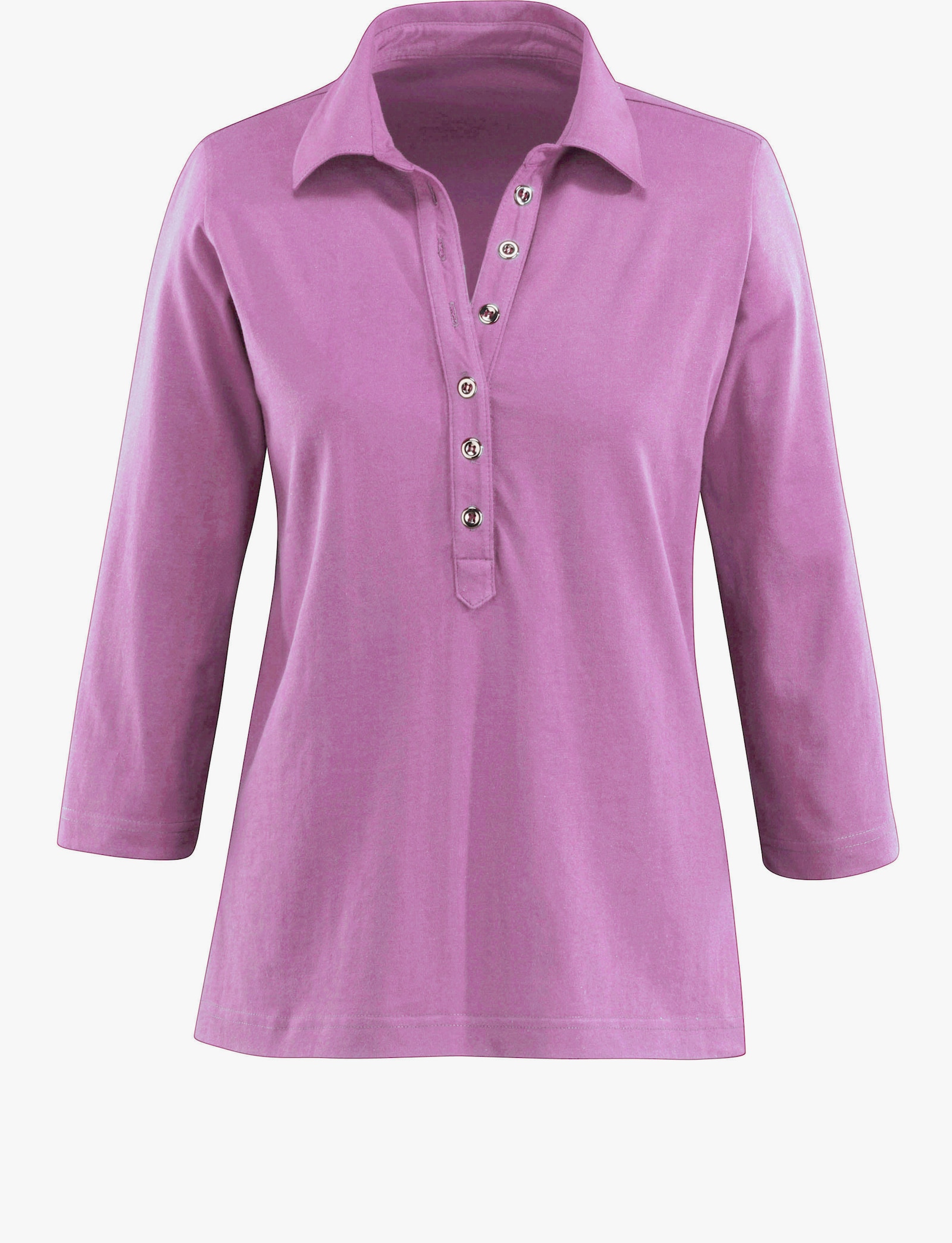 Poloshirt met lange knoopsluiting - orchidee
