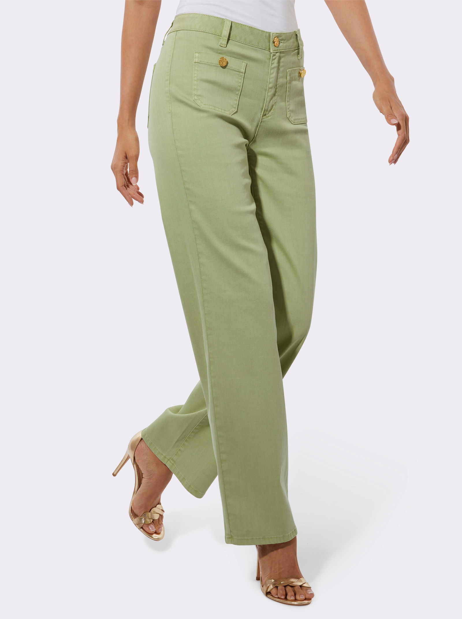Jeans mit weit geschnittenen Beinen - lindgrün