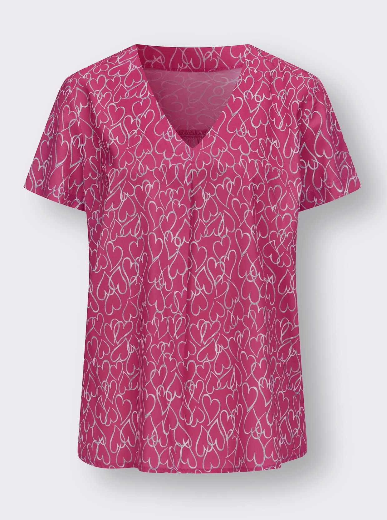 Comfortabele blouse - roze/ecru bedrukt
