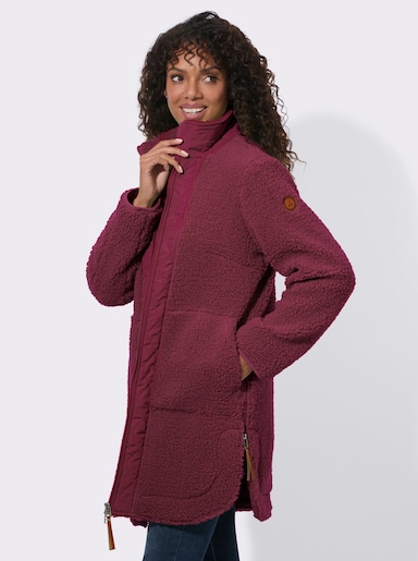  Teddyjacke mit Reißverschluss an den Saumschlitzen - bordeaux