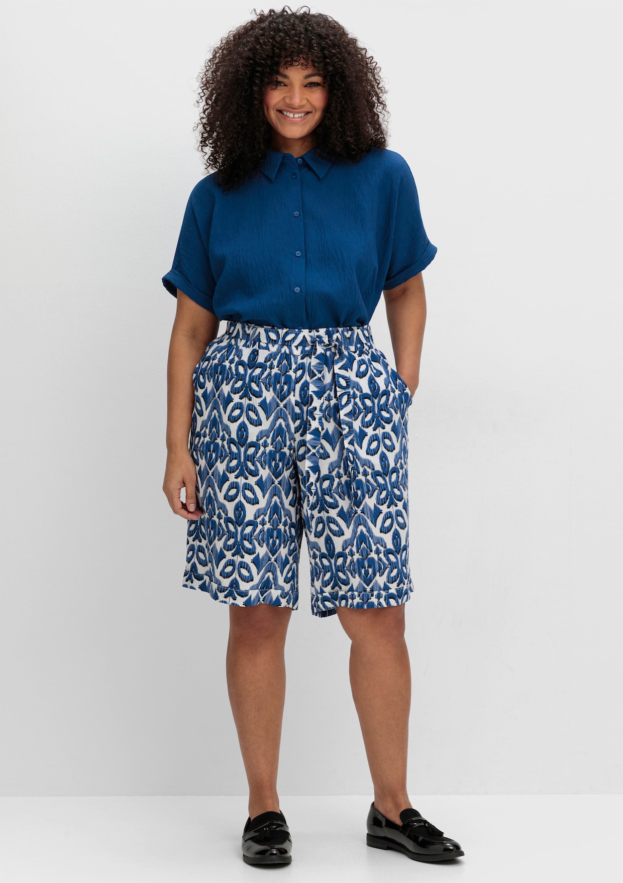 sheego Hemdbluse - blaubeere