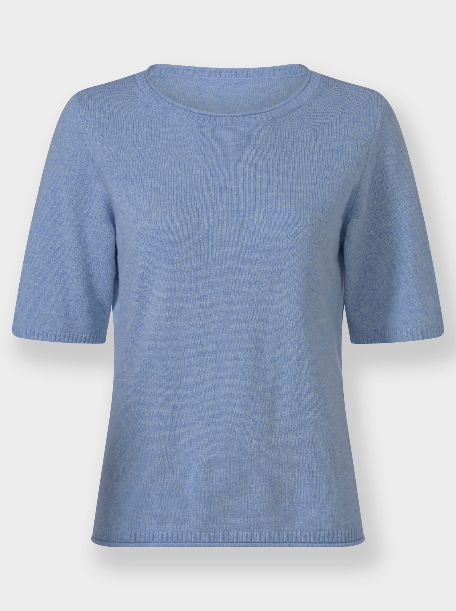 Feinstrickpullover mit Kaschmir - blau-meliert