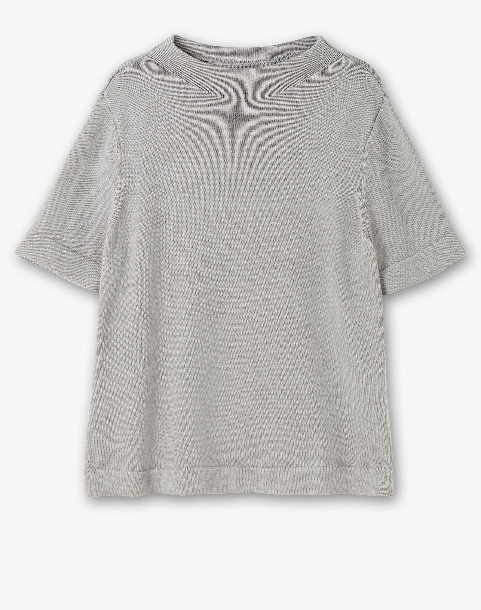 Stehkragenpullover mit Halbarm - steingrau