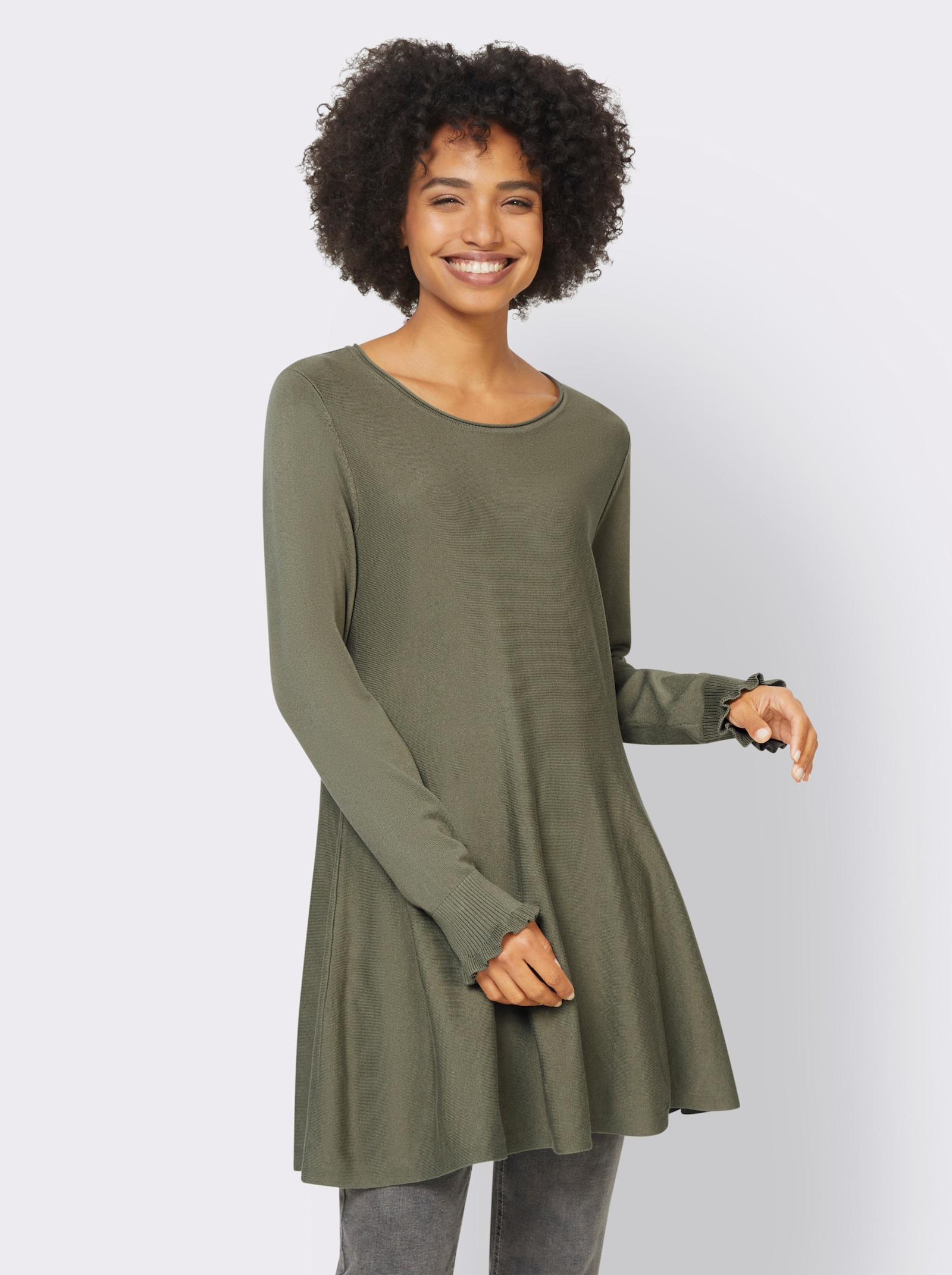 heine Longpullover in leicht ausgestellter Form - khaki