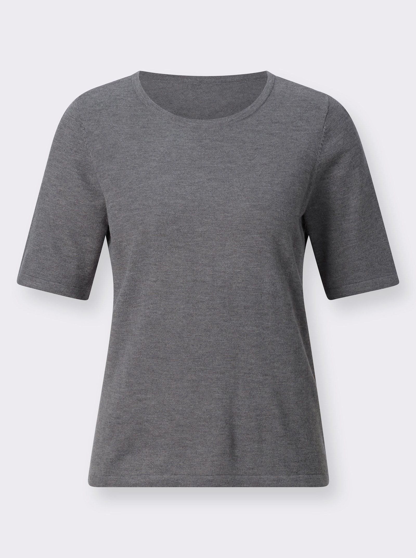 Kurzarmpullover in Melange-Qualität - grau-meliert