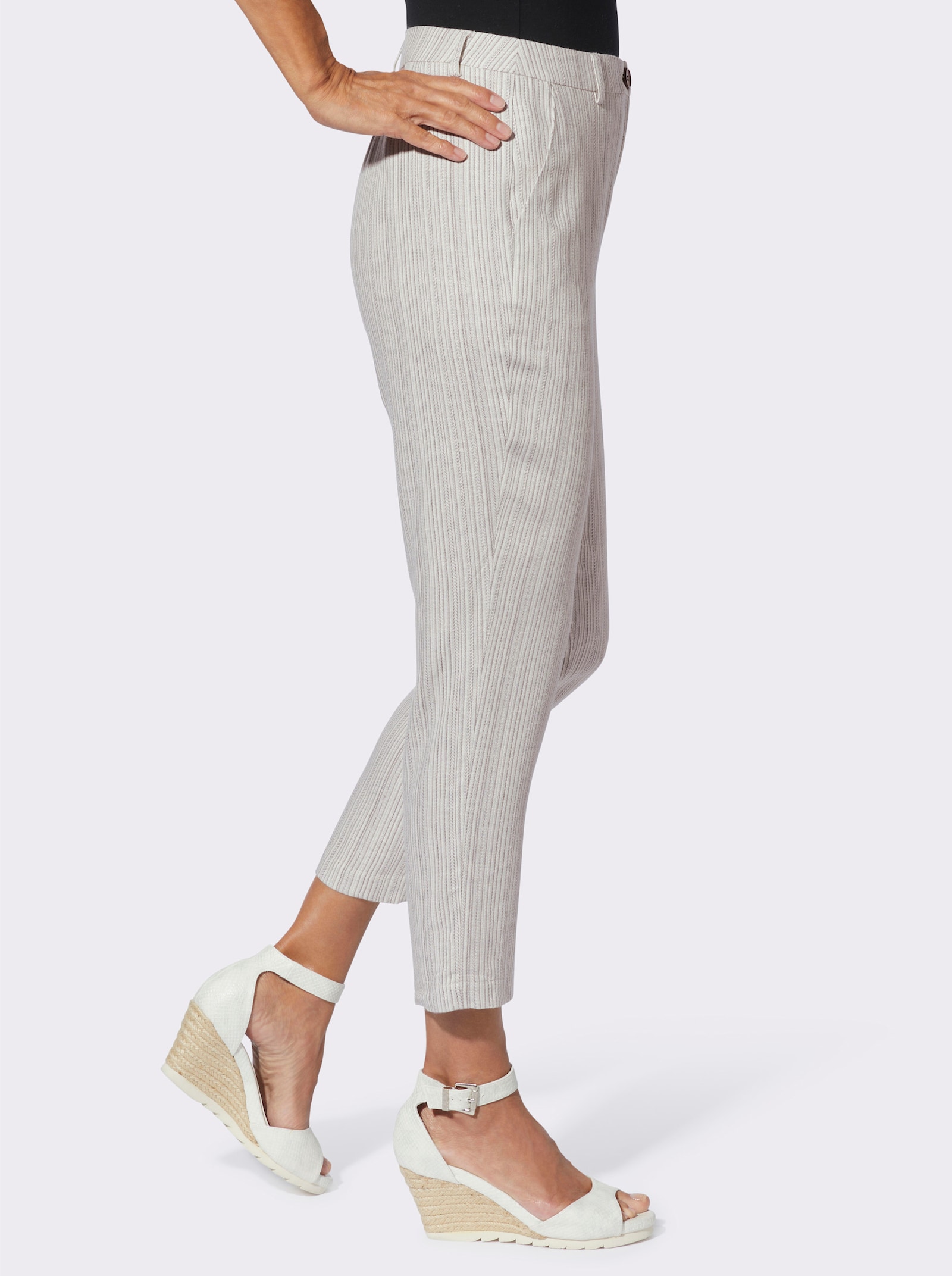 Webhose mit Jacquard-Muster - champagner-grau-gestreift