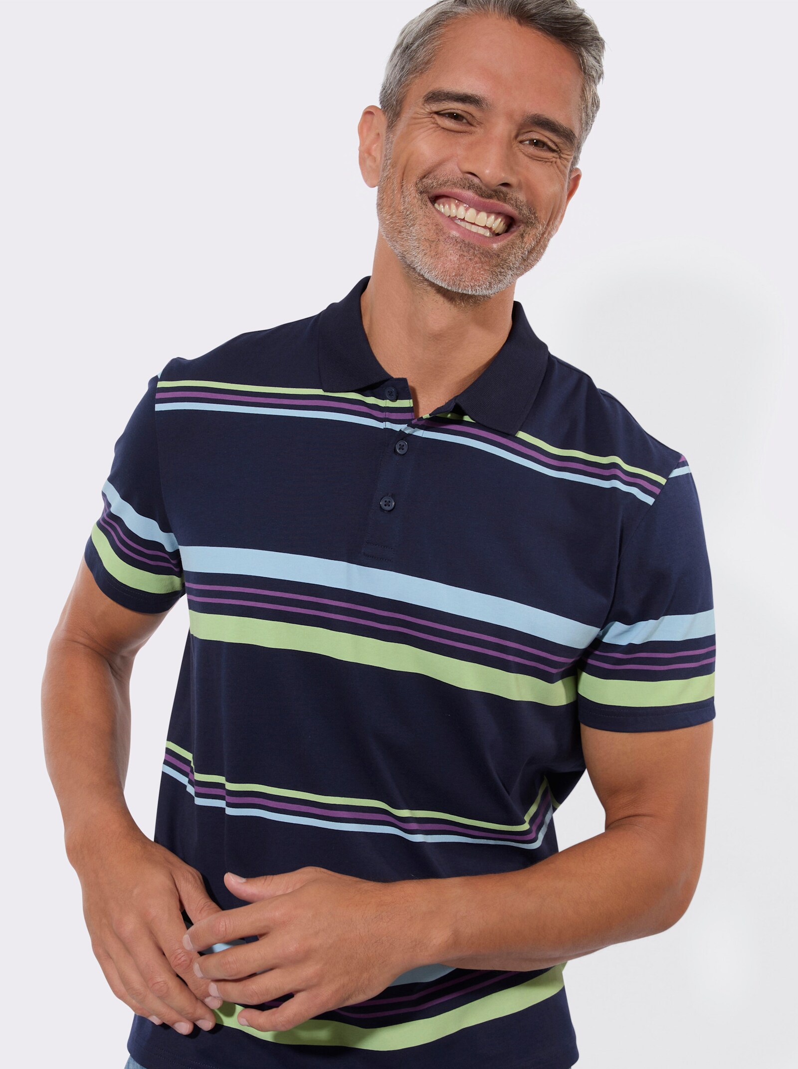 Poloshirt im Ringelmuster - marine-geringelt