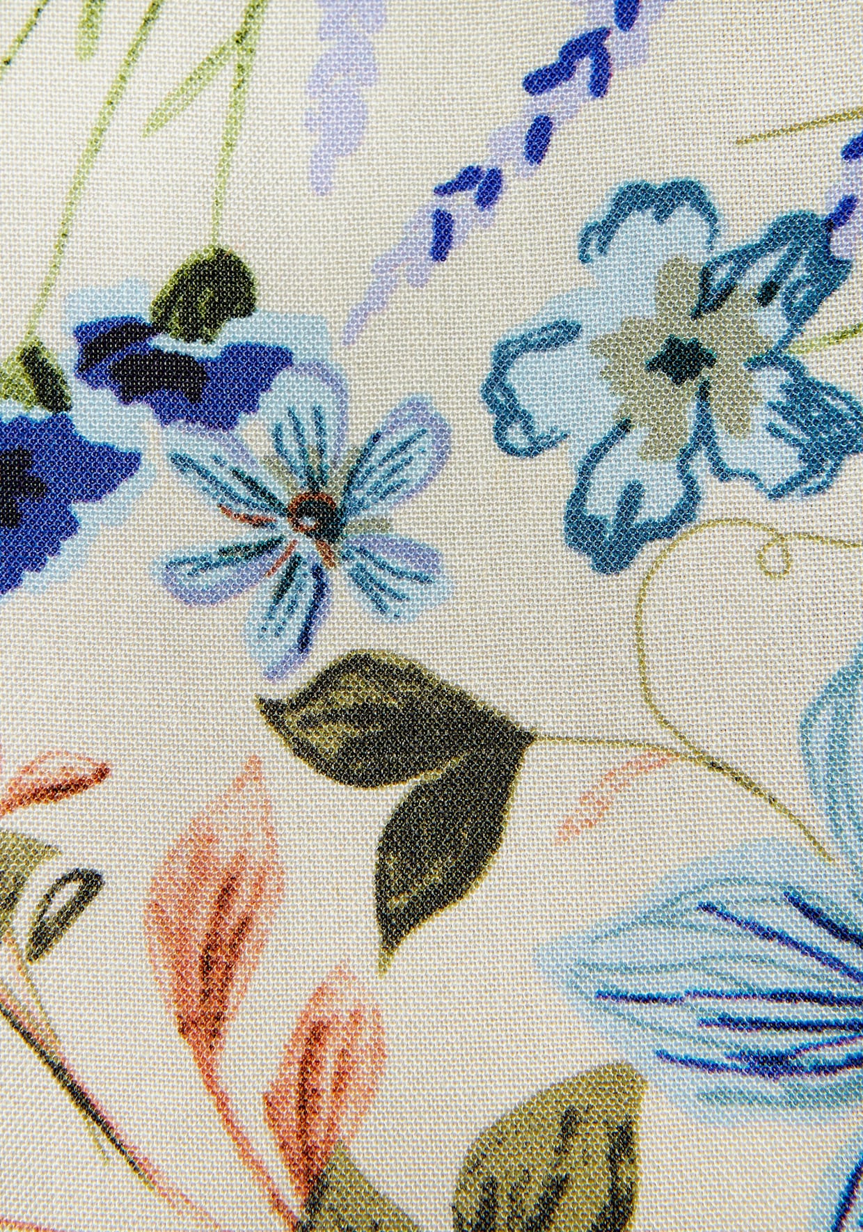 Buffalo Maxikleid - creme-blau bedruckt