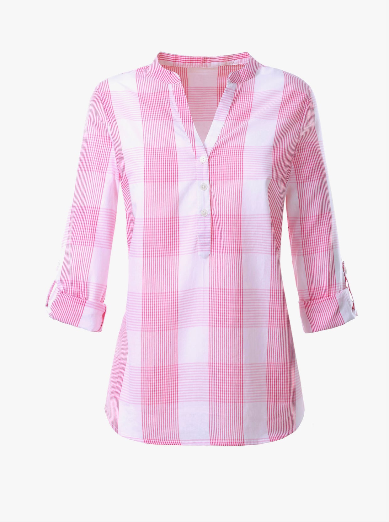 Katoenen blouse - roze/wit geruit