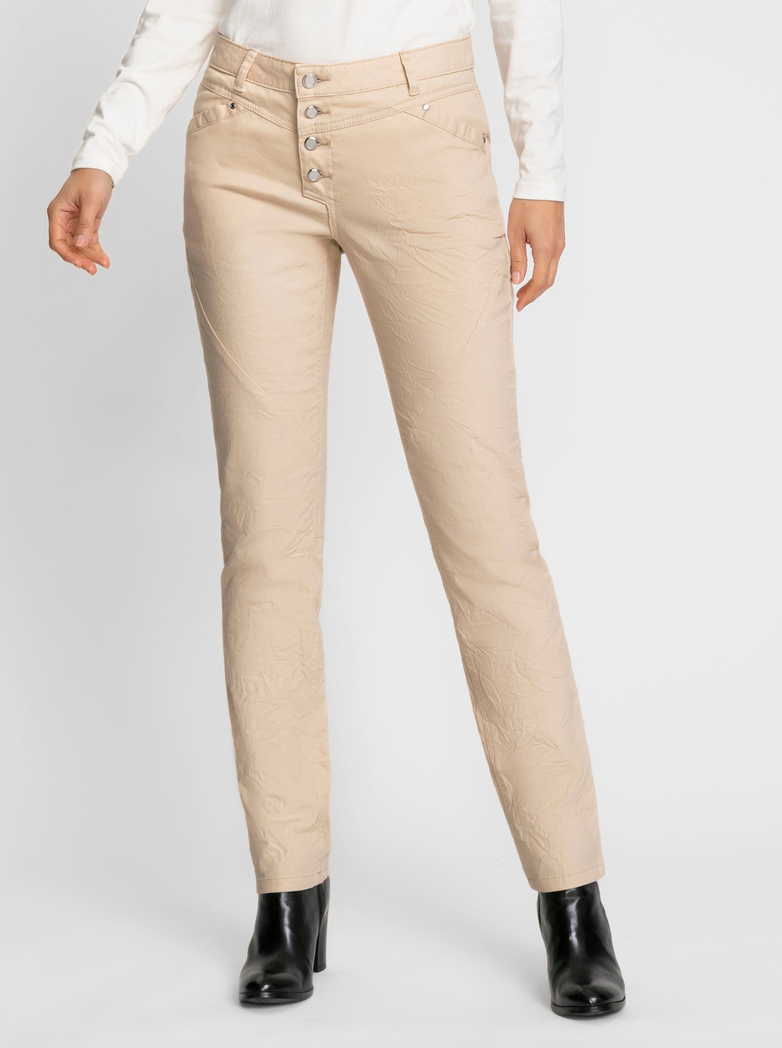 Broek met knoopsluiting in plaats van ritssluiting - ivoorkleur