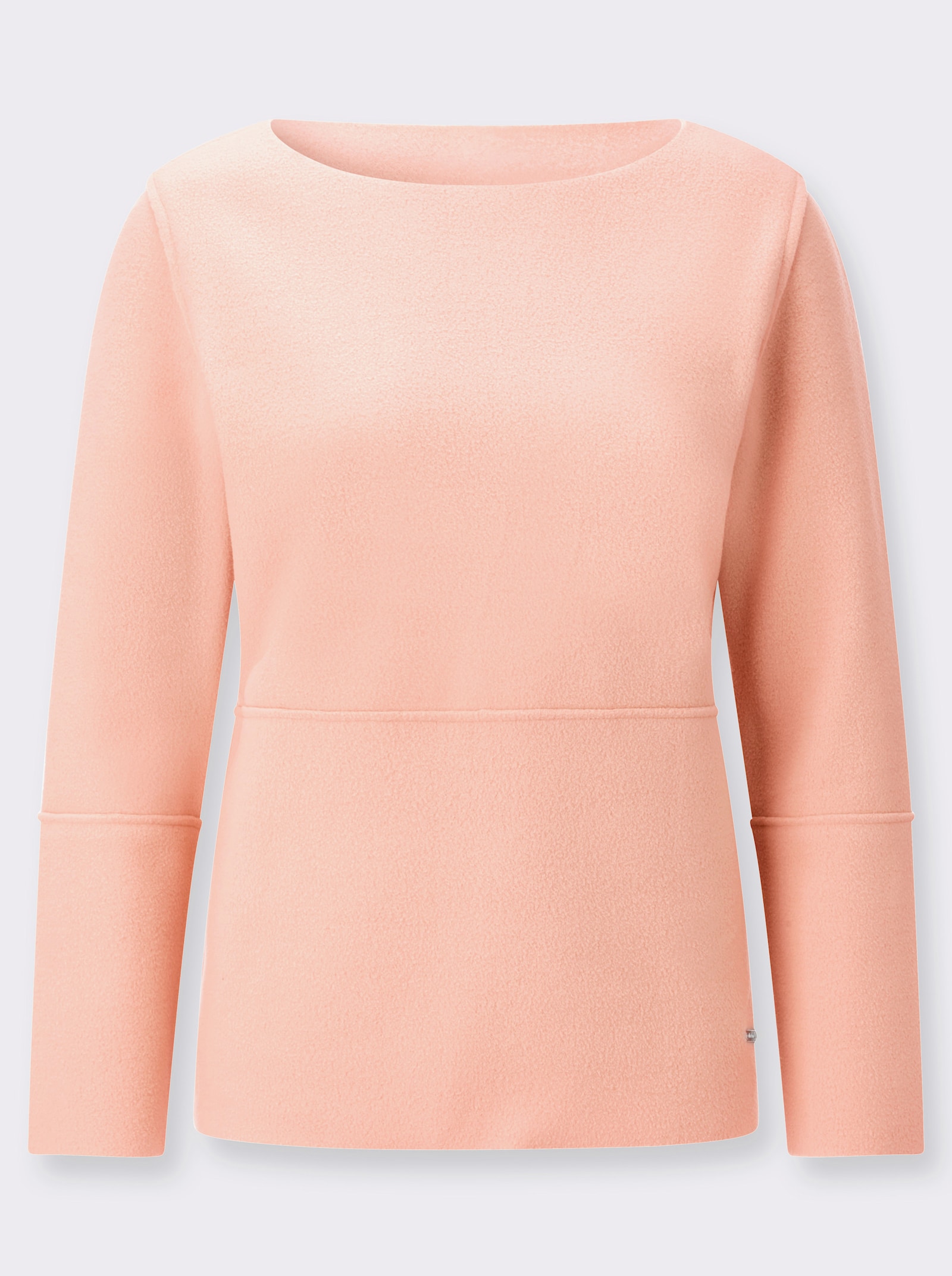 Fleeceshirt mit U-Boot-Ausschnitt - puder