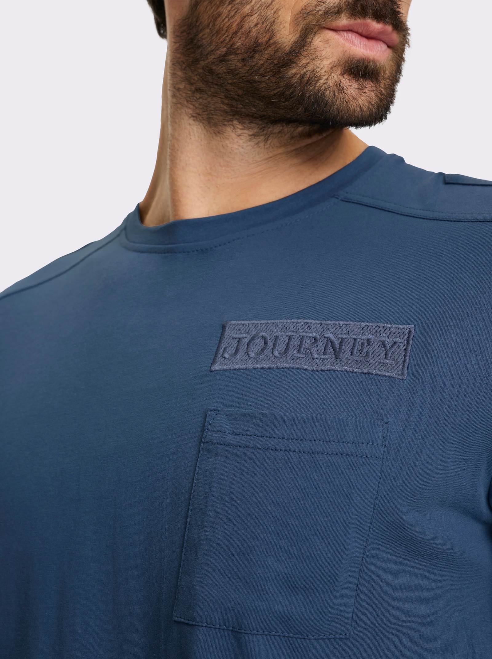 Marco Donati Kurzarmshirt aus reiner Baumwolle - jeansblau