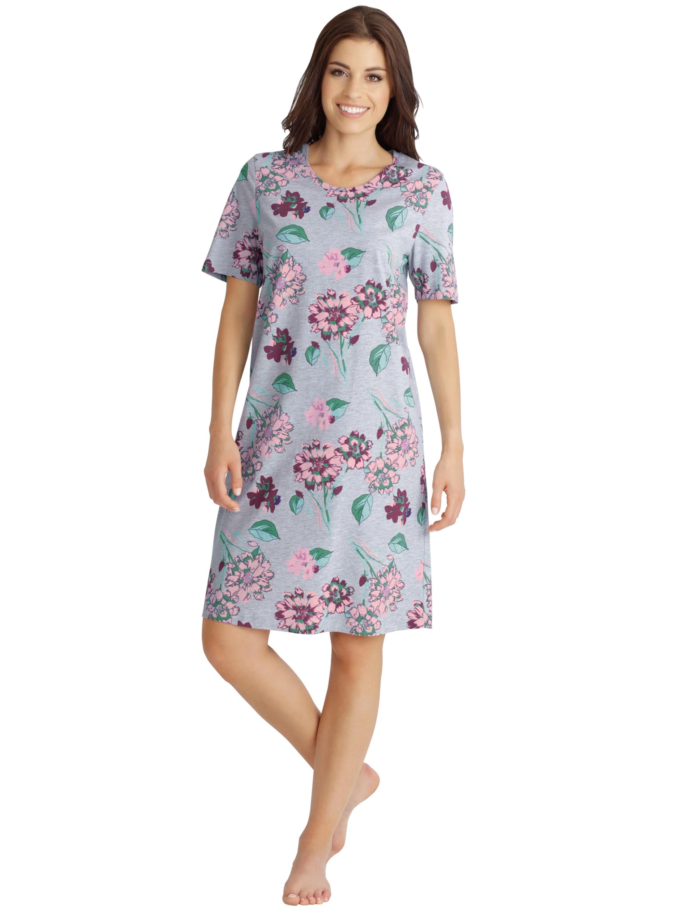 Nachthemd - hellgrau-bedruckt