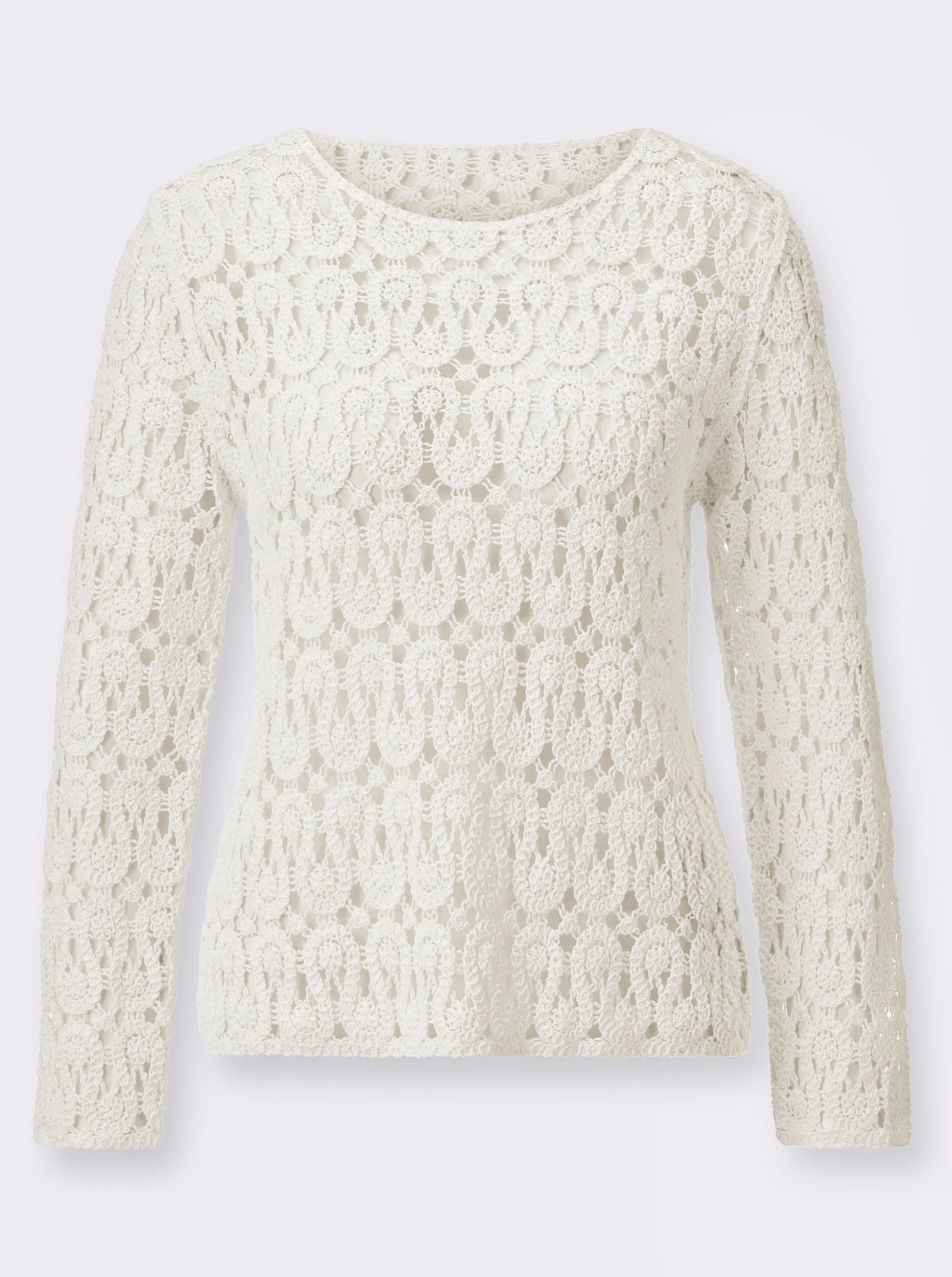 Pullover in Häkel-Optik - ecru