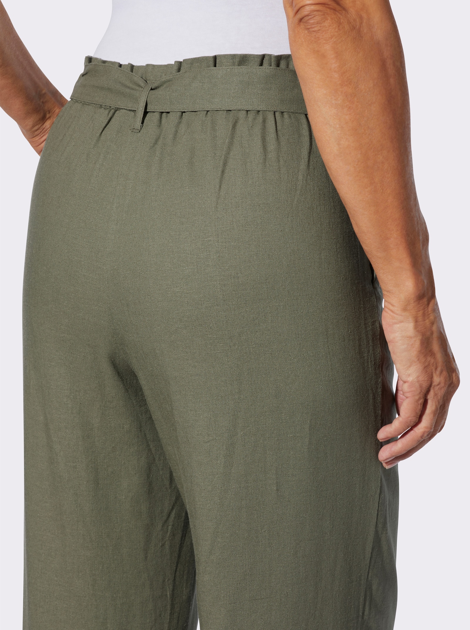 Schlupfhose mit Bindegürtel - khaki