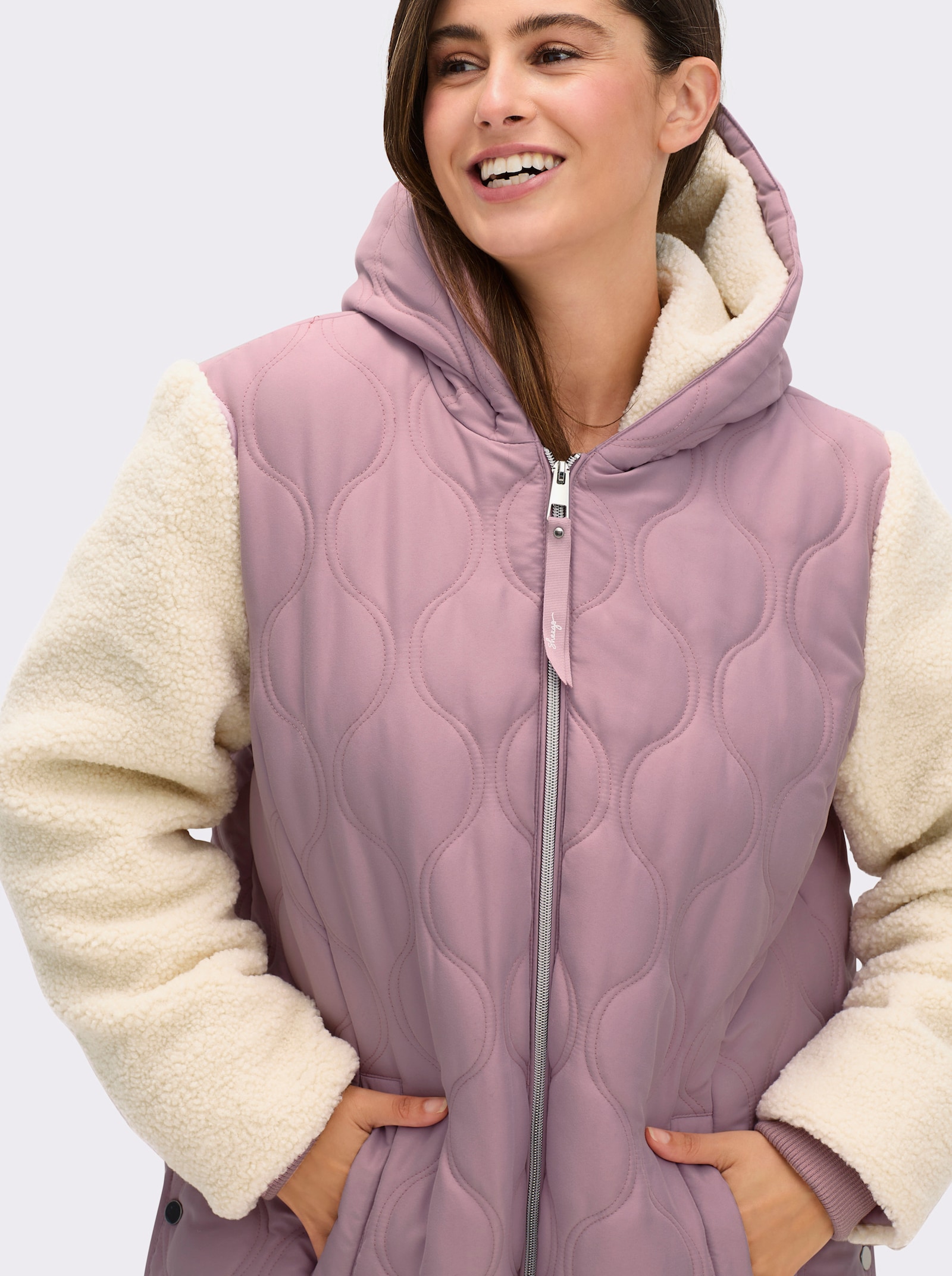 sheego Kapuzenjacke im Material-Mix - mauve