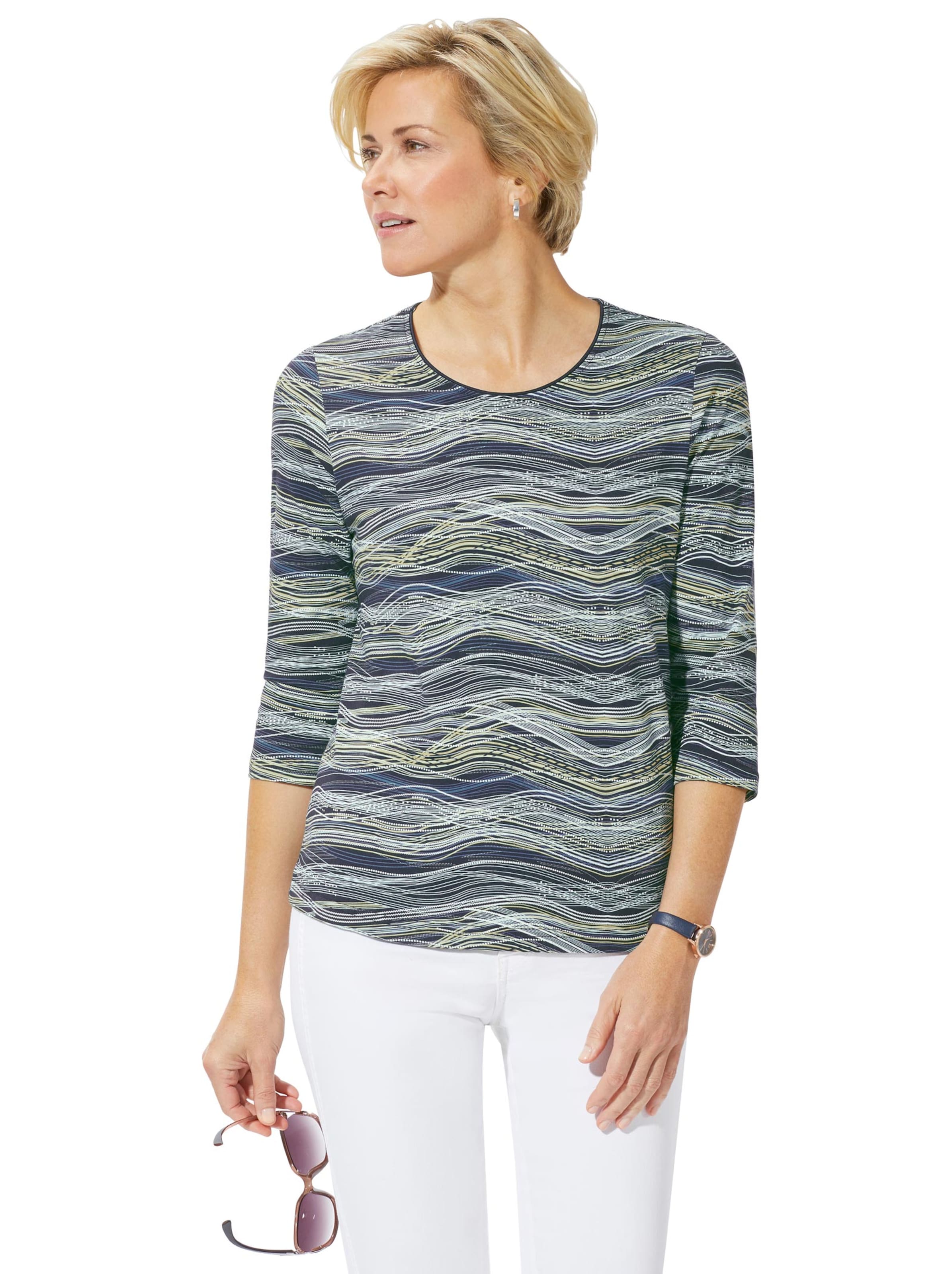 Shirt - marine-gelb-gemustert