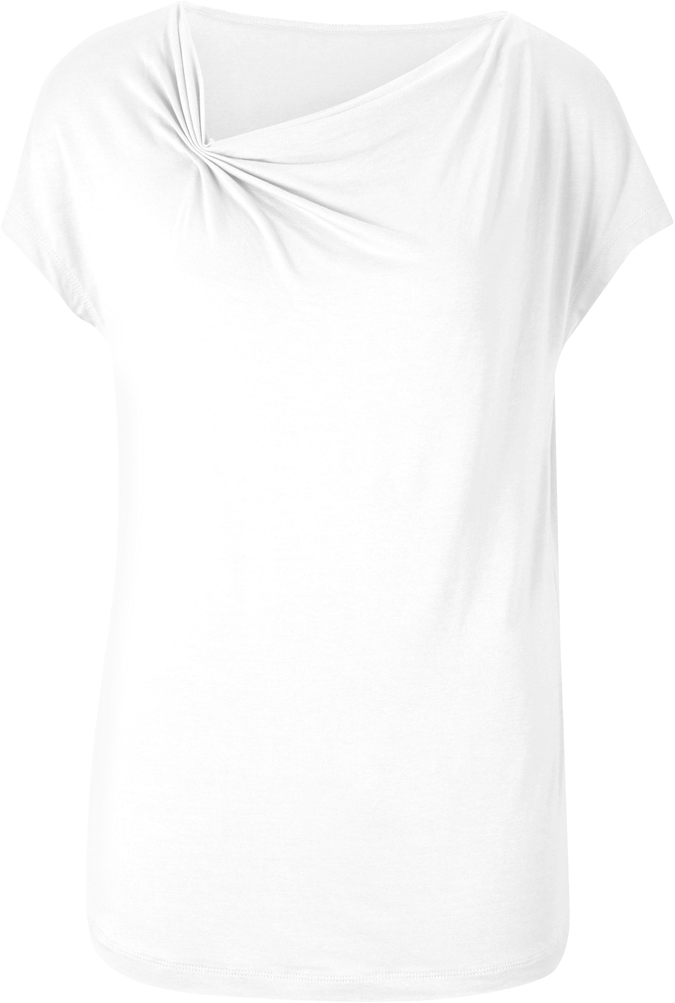 Figur von günstig Kaufen-Shirt in weiß von heine. Shirt in weiß von heine <![CDATA[Shirt Mit raffinierter asymmetrischer Ausschnittlösung und in weich fließender Qualität. Figurumspielend, mit Kurzarm.]]>. 