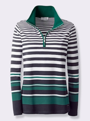 Sweatshirt im Streifen-Dessin - marine-dunkelgrün-gestreift