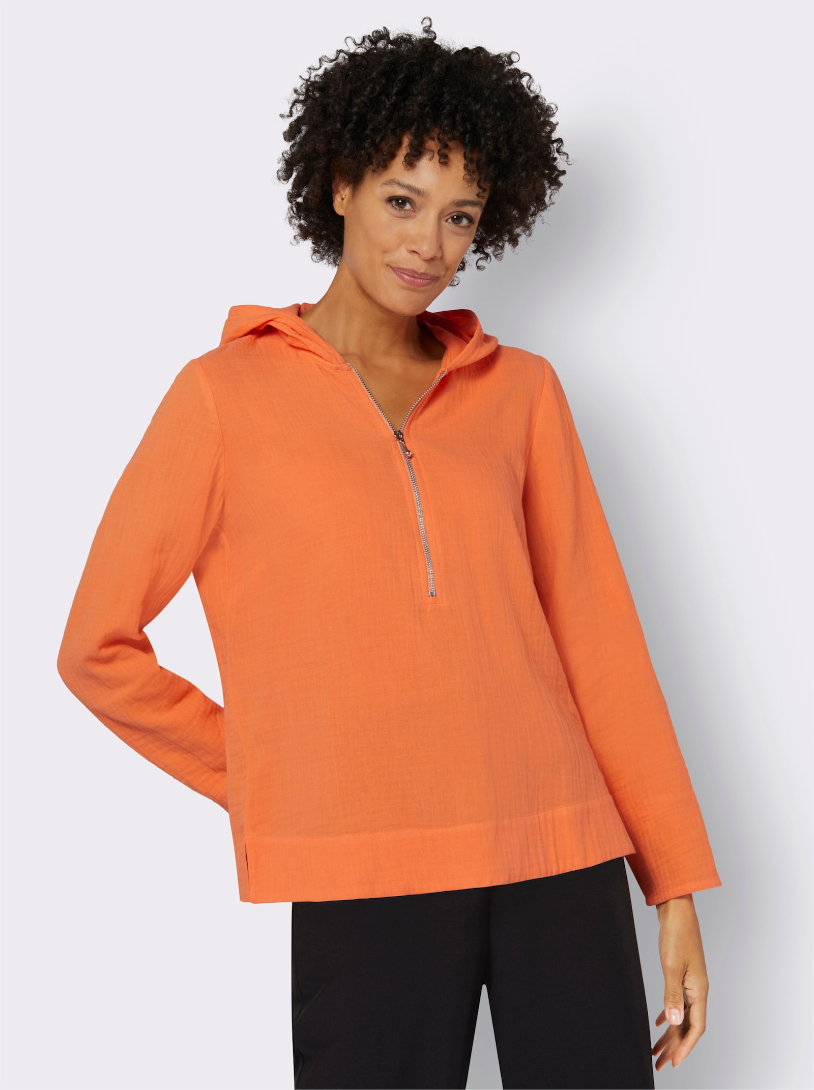 Blúzka, dl.rukávy, kap. - oranžová