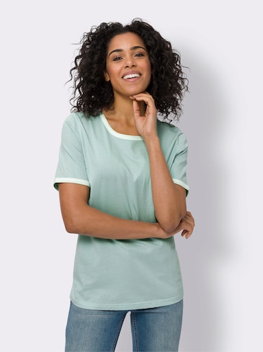 Kurzarmshirt - kalkmint-ecru