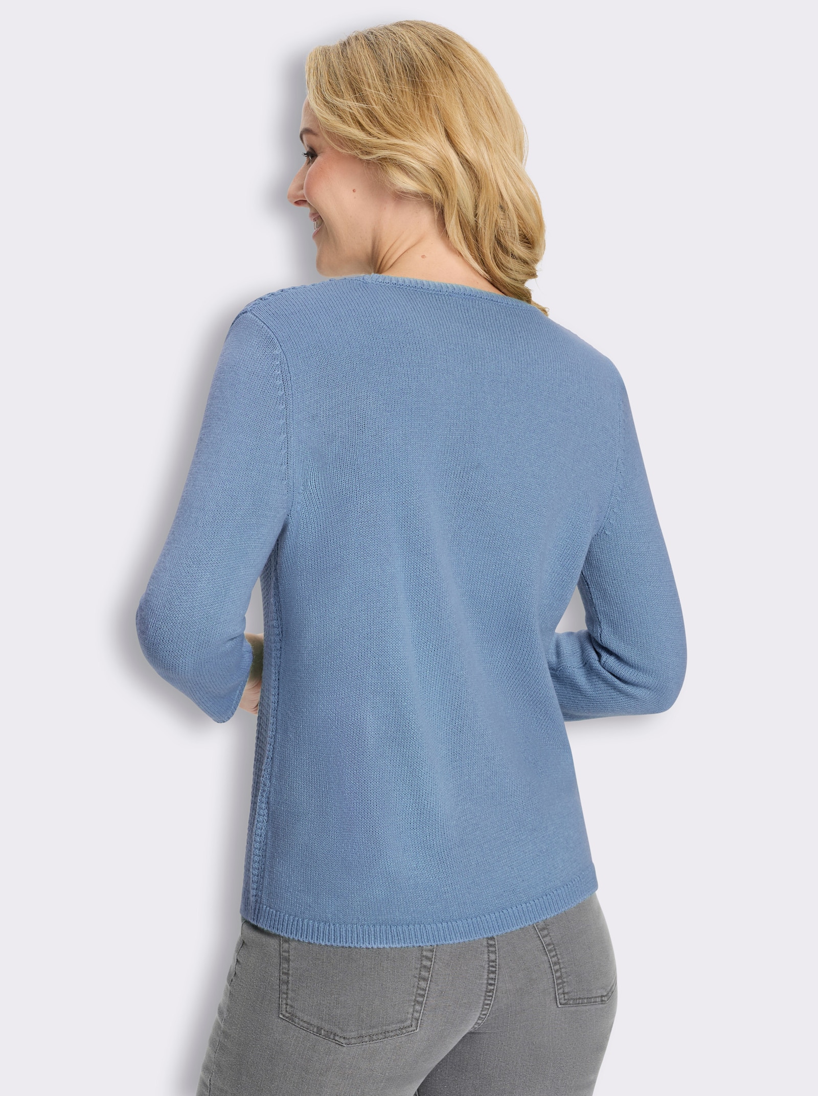 Ajourpullover mit 3/4-Ärmeln - bleu