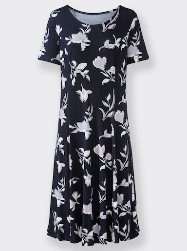 Jerseyjurk in A-lijn - marine/lila bedrukt