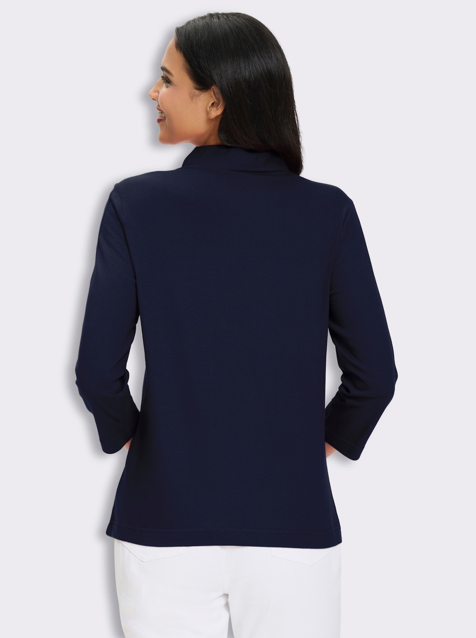 Poloshirt mit Glitzersteinchen - marine