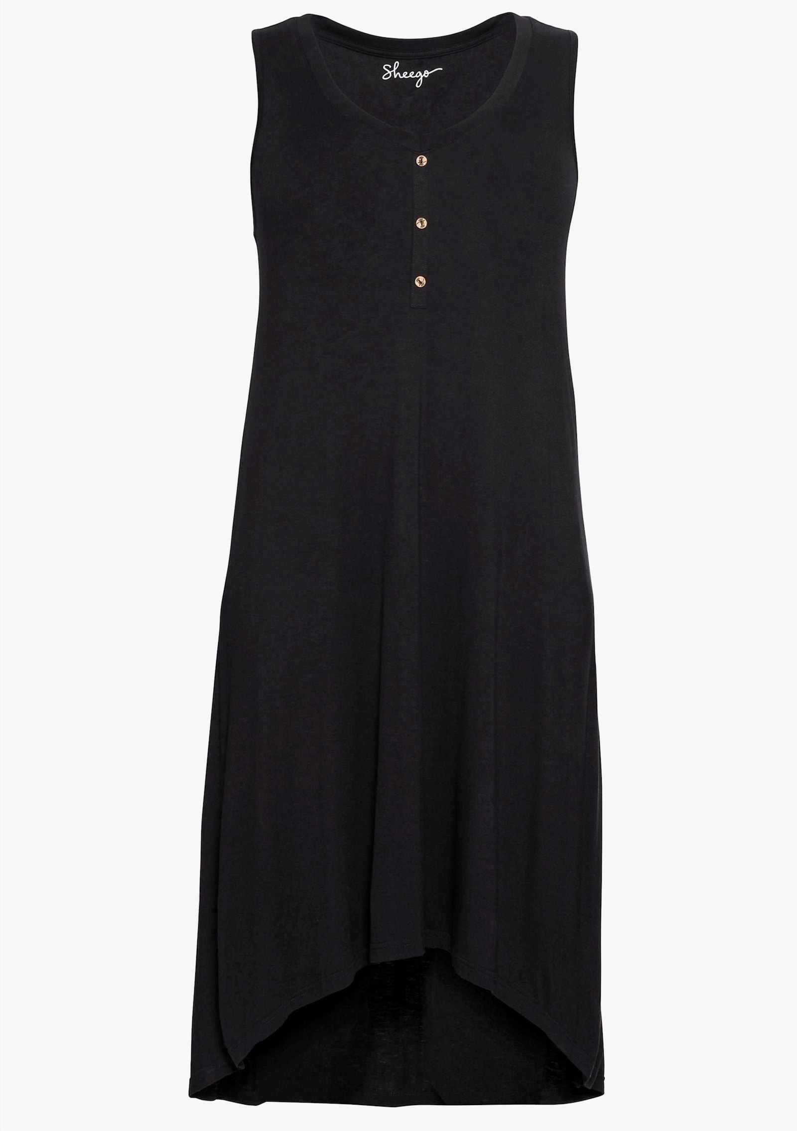 sheego Strandkleid im Vokuhila-Schnitt - schwarz