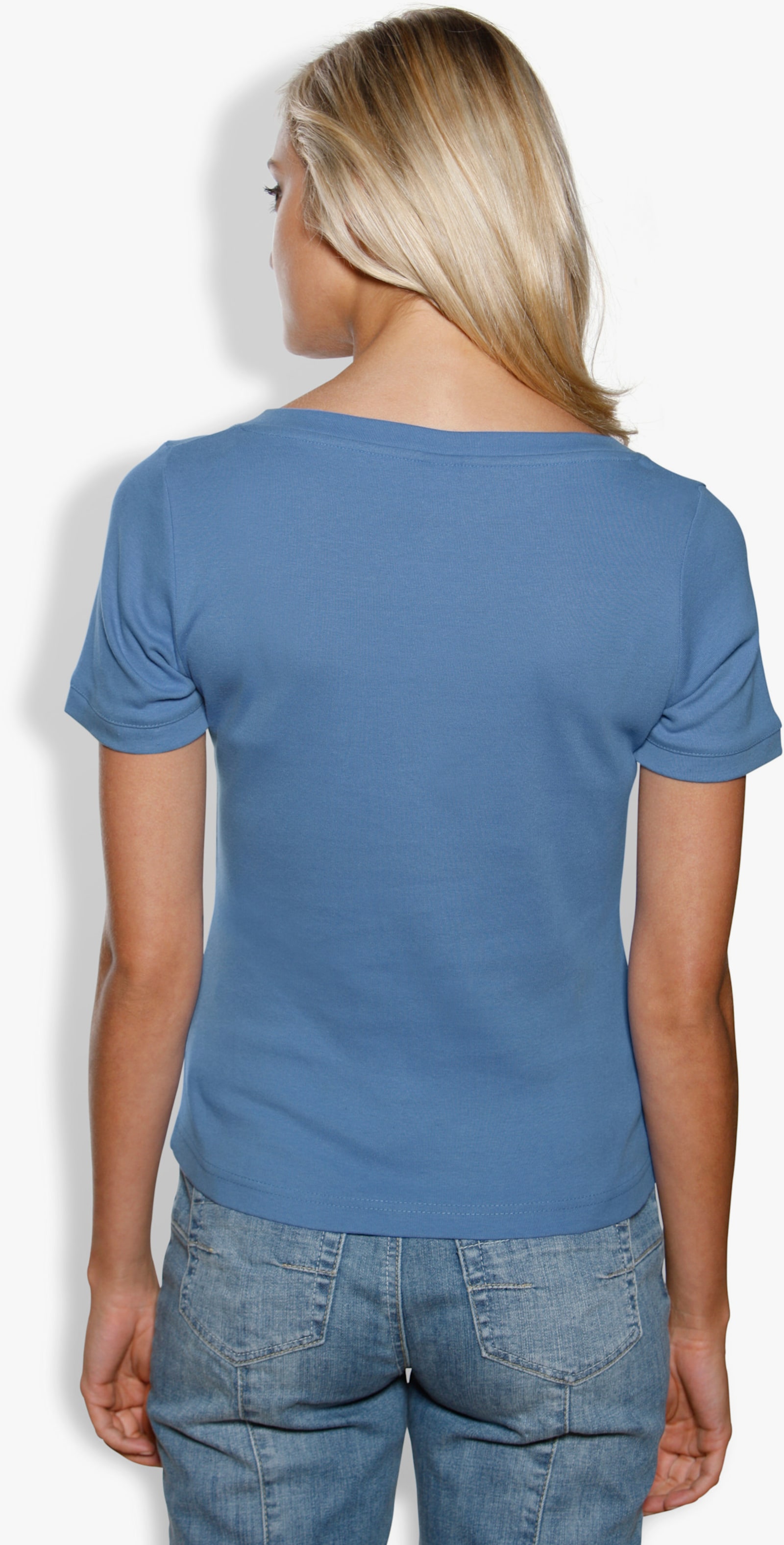 heine Shirt aus Rippenware - azurblau