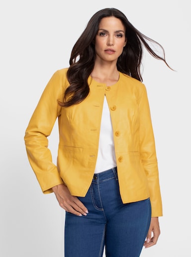 heine Lederjacke mit Taschen, glänzend - sonnengelb