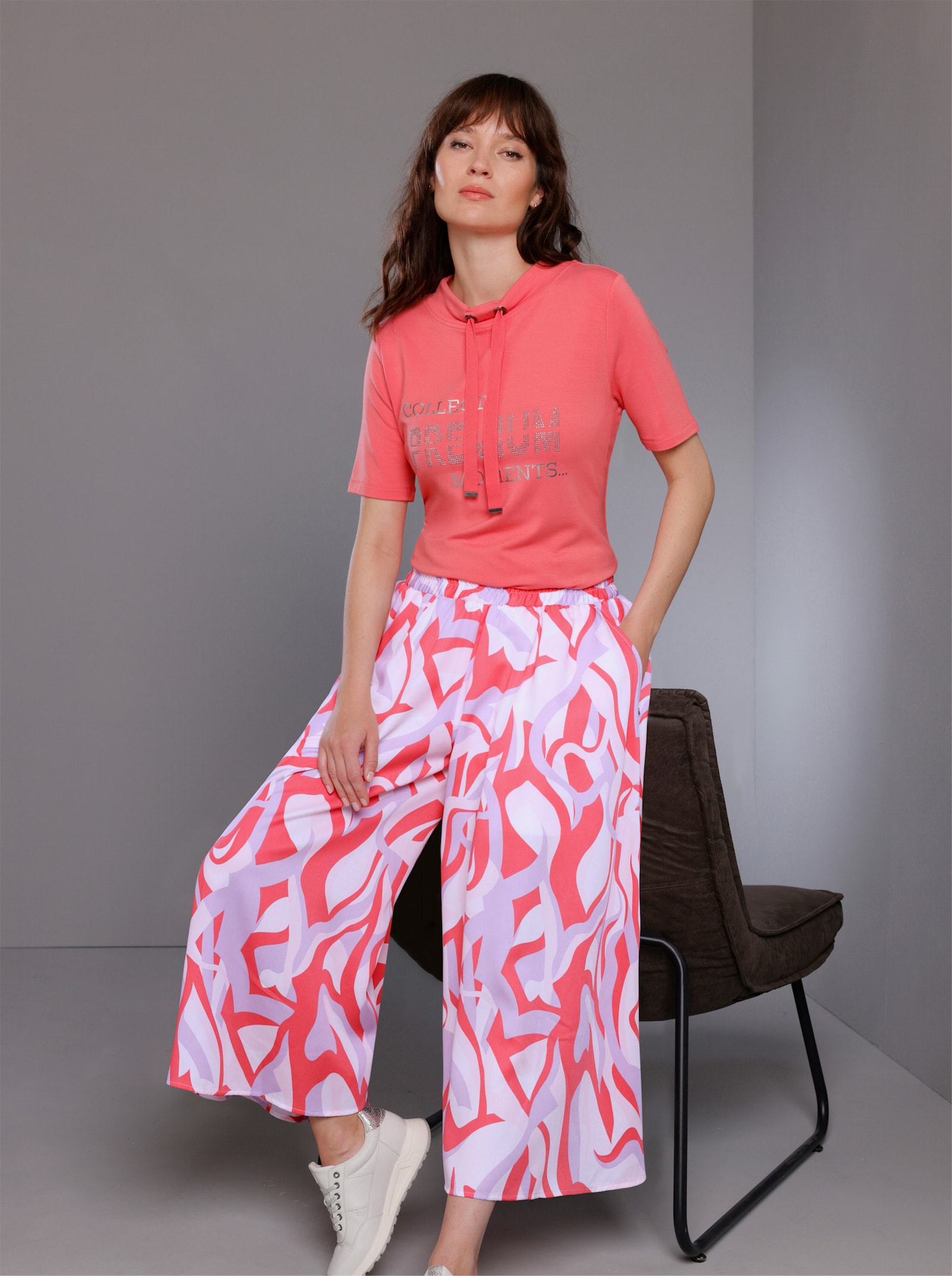 CREATION L PREMIUM Hosenrock mit kurzem Jersey-Futter - grapefruit-flieder-bedruckt