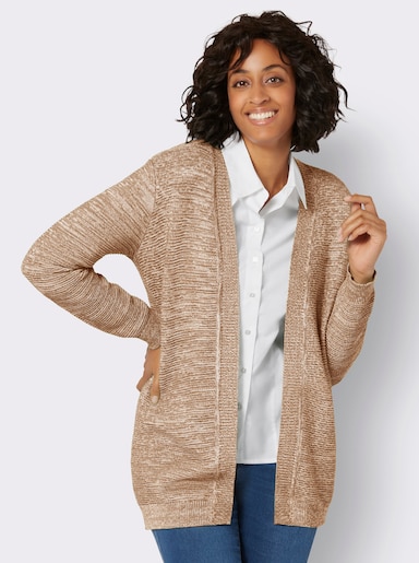 Strickjacke - camel-weiß-meliert