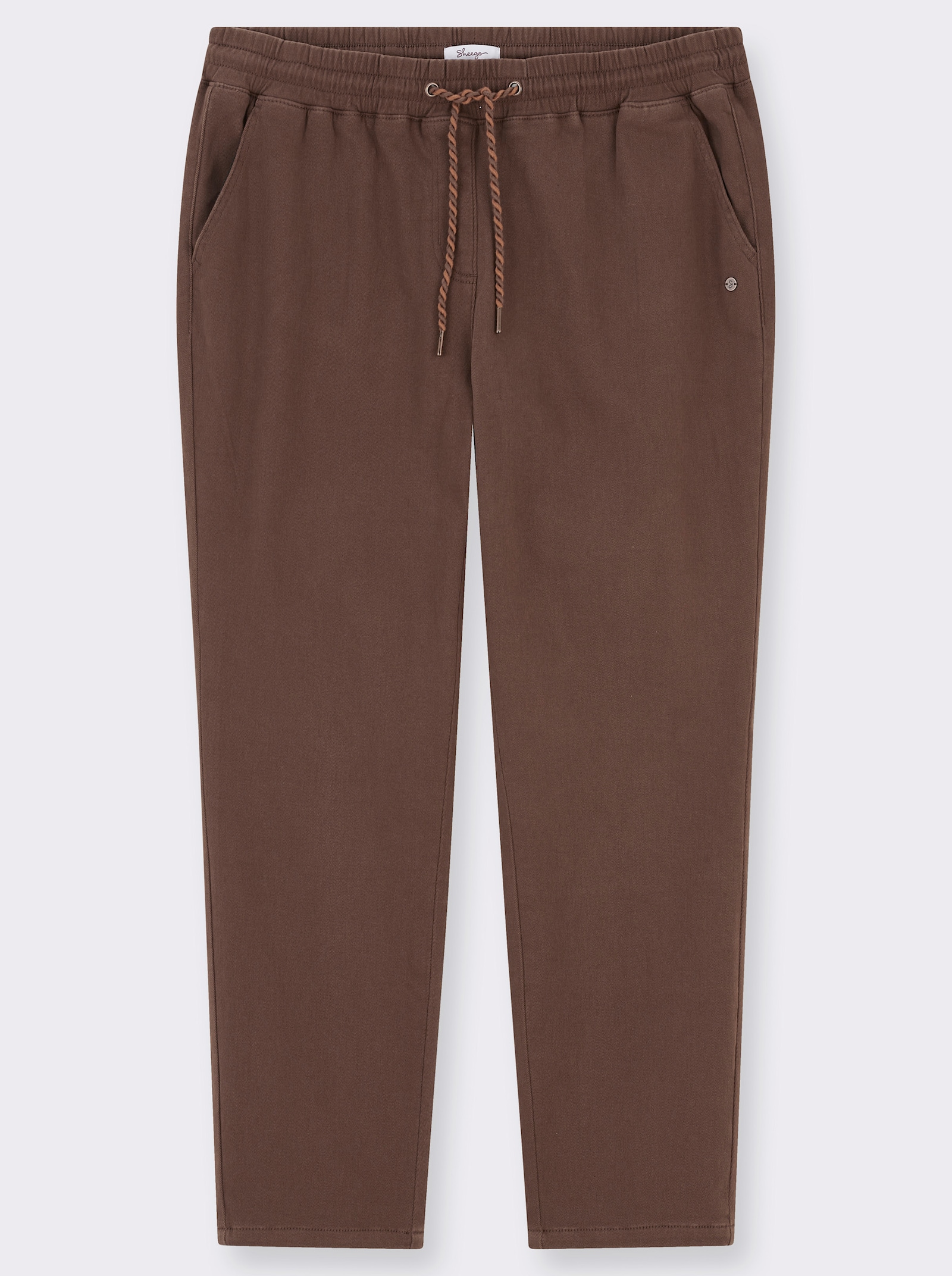 sheego Schlupfhose aus weichem Twill, innen angeraut - schoko