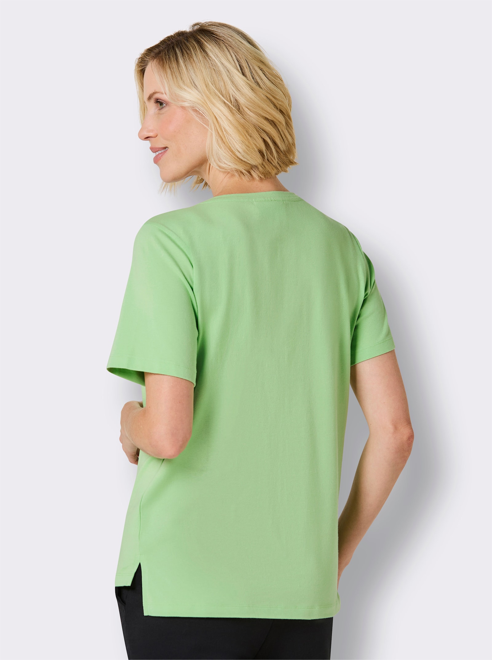 Catamaran Sports Freizeitshirt , hinten modisch länger - reseda