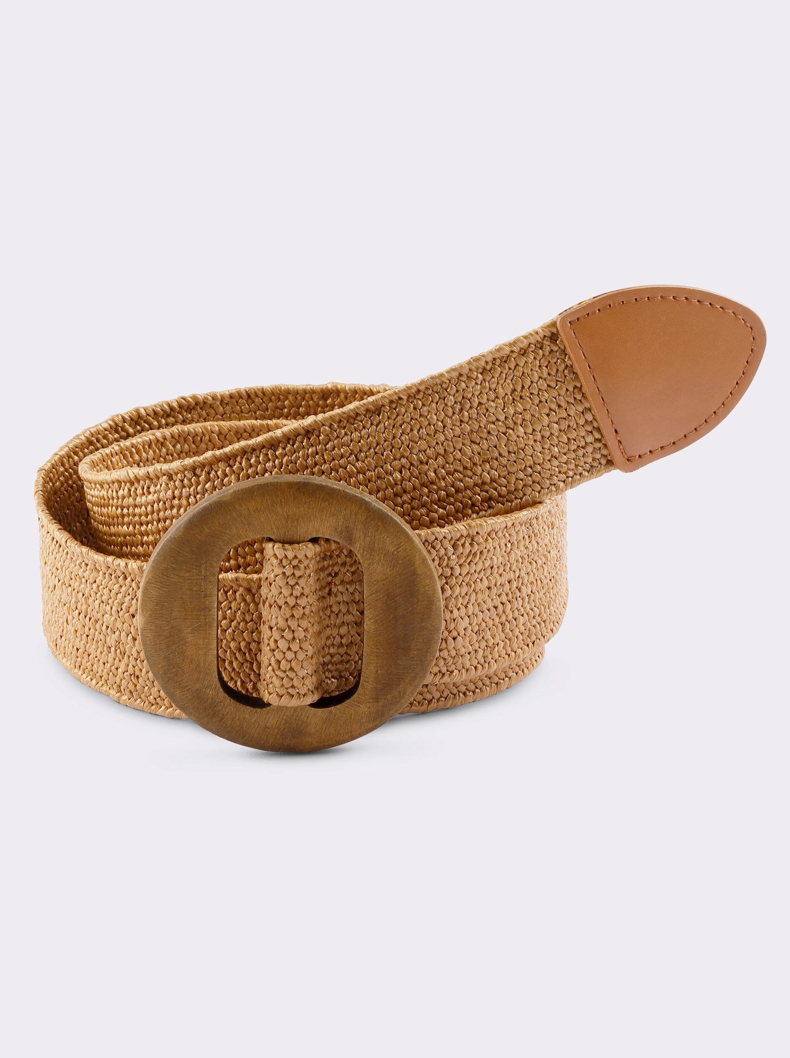 heine Gürtel mit Holzschließe - cognac