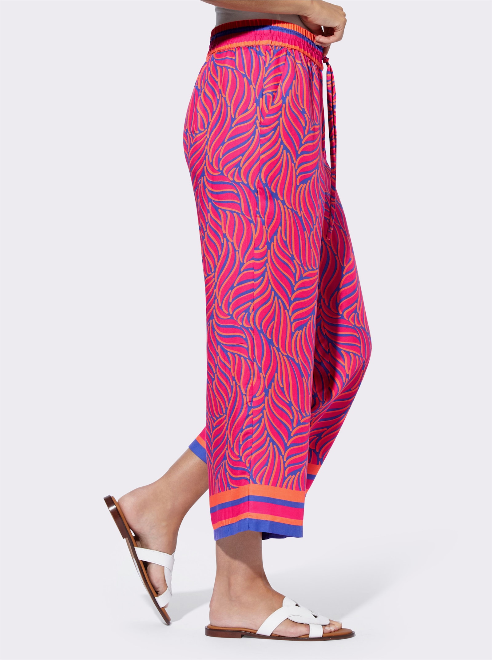 heine Broek met print van strijkvrij materiaal - koningsblauw/pink bedrukt