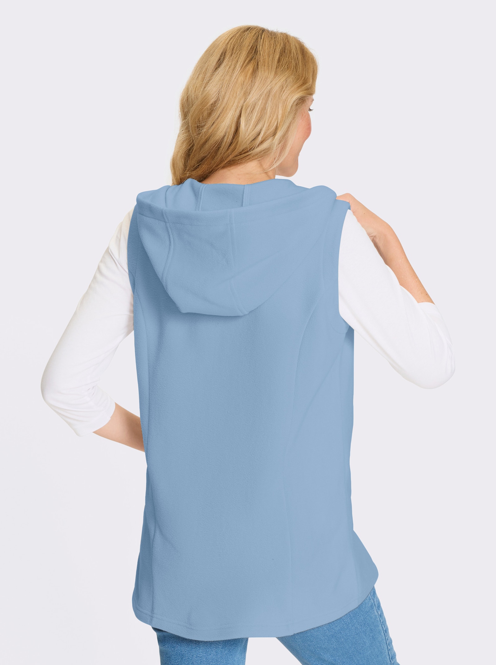 Fleeceweste mit 2-Wege-Reißverschluss - eisblau