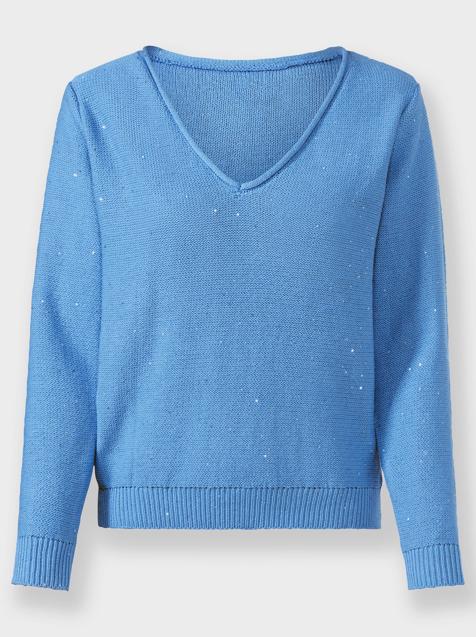 heine Baumwollpullover mit eingearbeiteten Pailletten - himmelblau