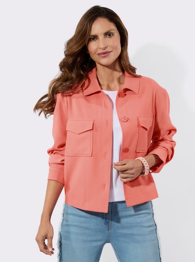 Kurzblazer in kastiger Form - koralle