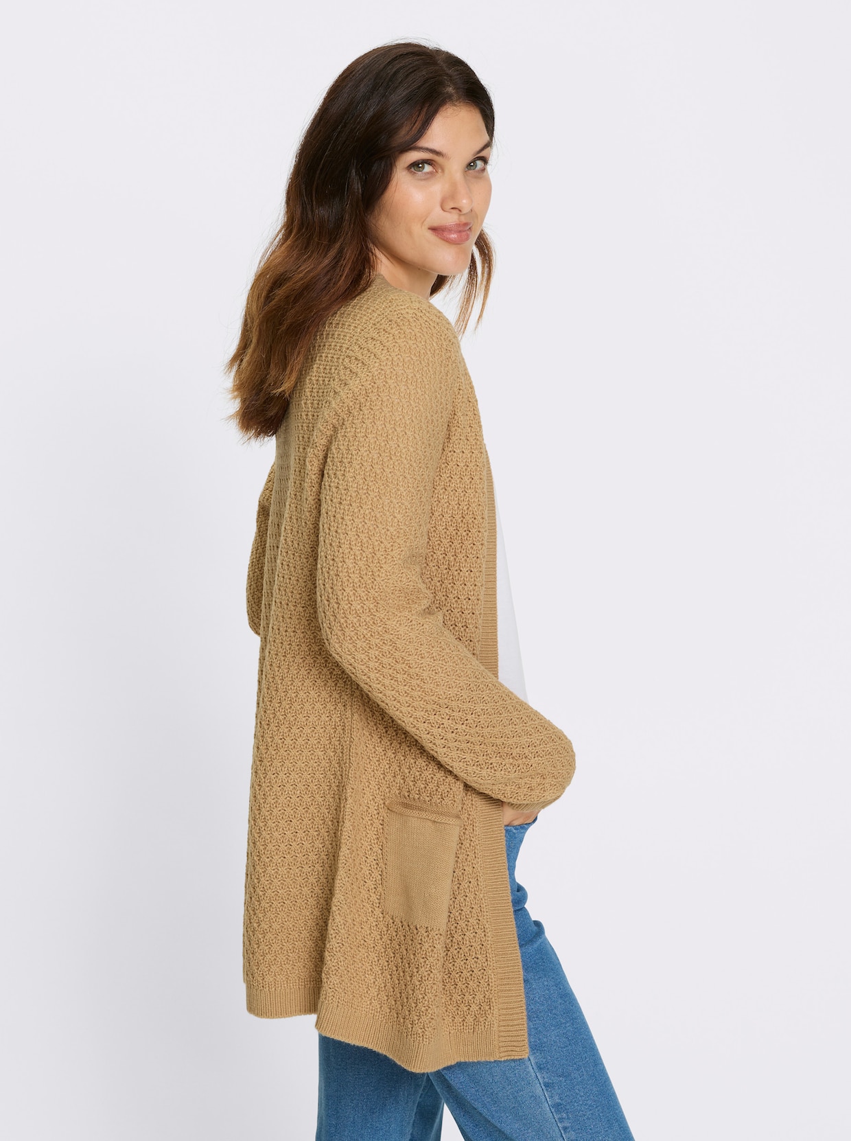 Longstrickjacke - camel