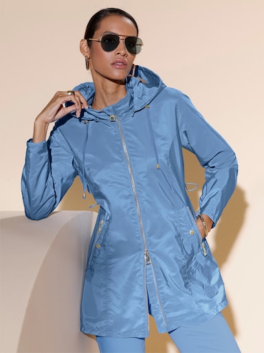 Übergangsjacke mit Tunnelzug auf Taillenhöhe hinten - himmelblau