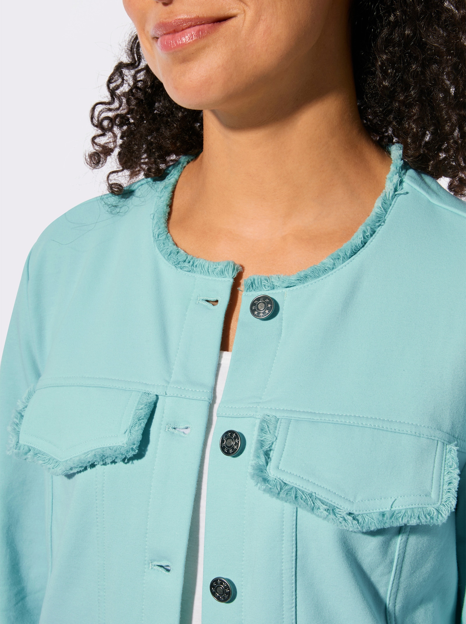 Jerseyblazer mit Fransen-Verzierung - mint