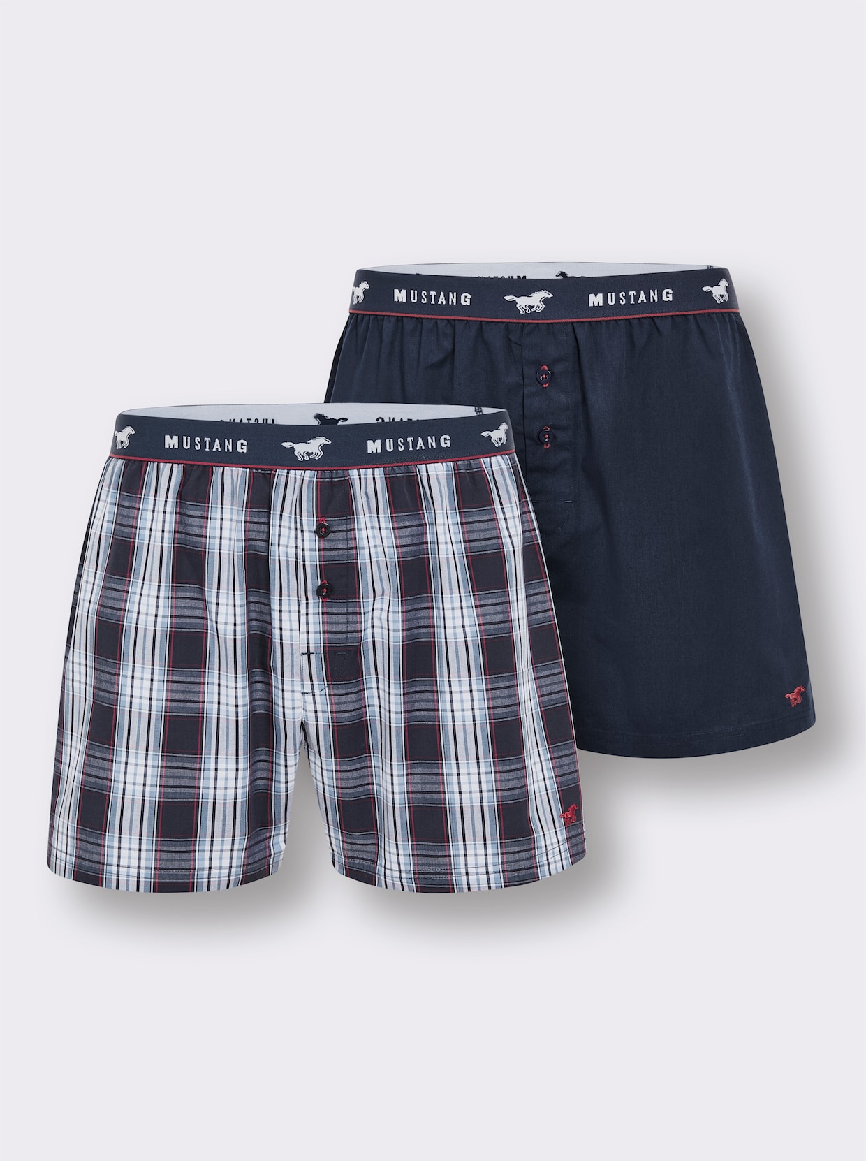 Mustang Boxershorts - marine + marine-kariert