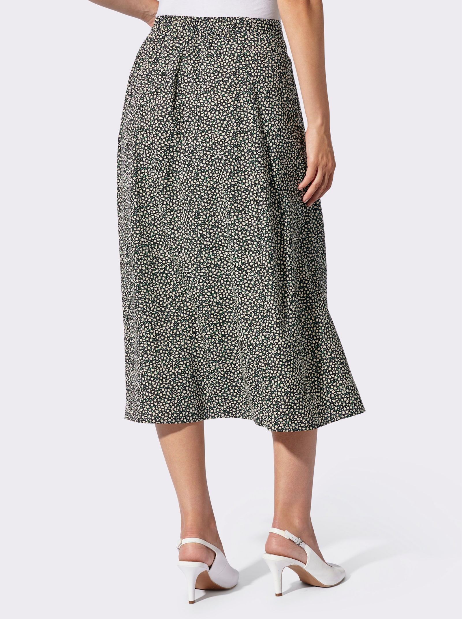 Schlupfrock mit Zierknopfleiste - schwarz-gelb-bedruckt