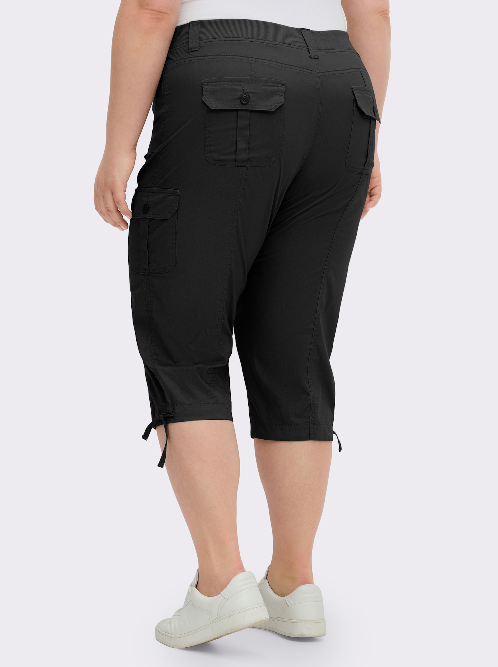 Caprihose mit weitenverstellbarem Saum - schwarz