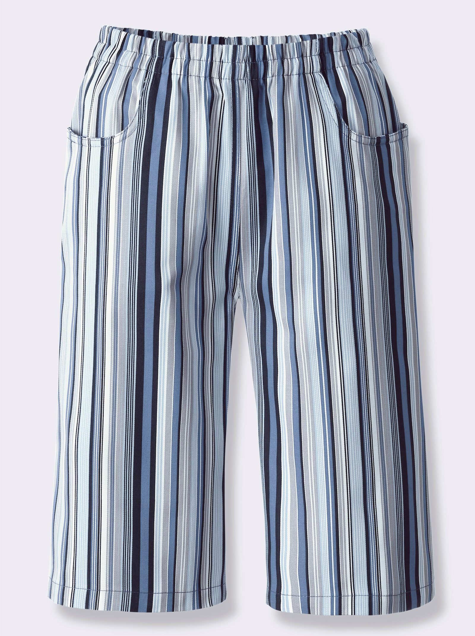 Bermudas mit Rundum-Dehnbund - jeansblau-gestreift