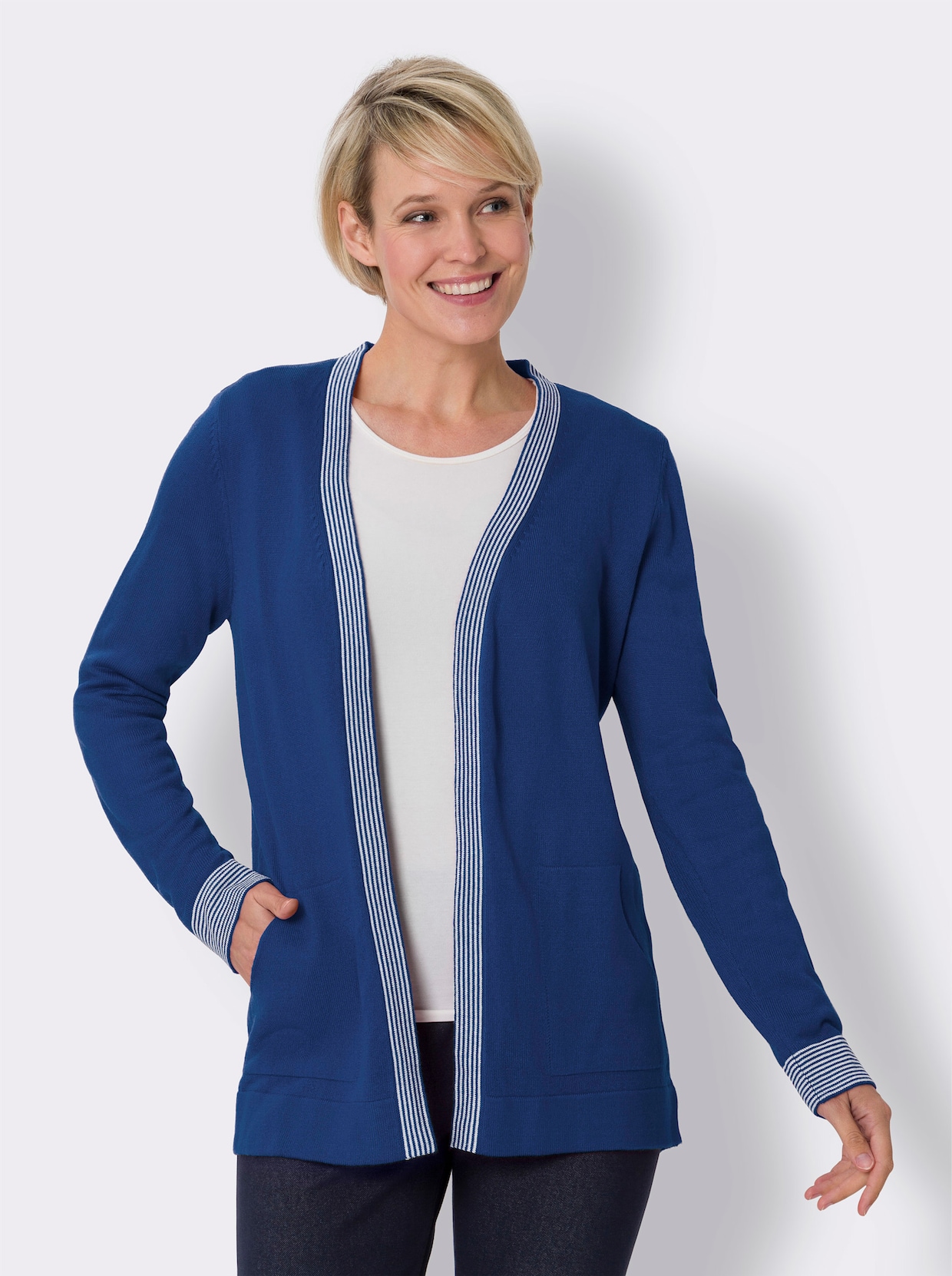 Cardigan - royalblau-weiß